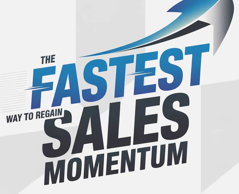 Banner graphic reading 'The Fastest Sales Momentum' with a blue gradient swoosh and bold typography, angled for impact.