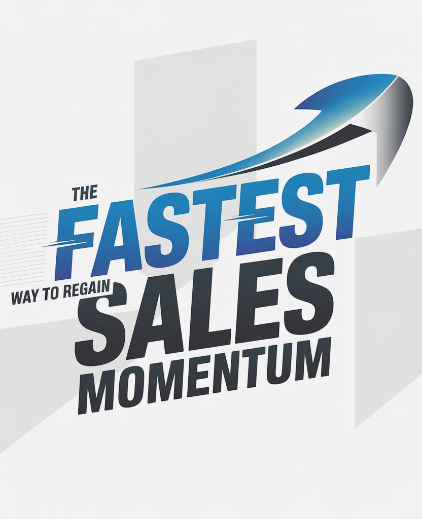 Banner graphic reading 'The Fastest Sales Momentum' with a blue gradient swoosh and bold typography, angled for impact.
