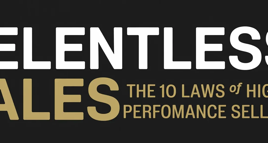 Banner graphic with white text: 'RELENTLESS SALES' and gold subtitle 'THE 10 LAWS OF HIGH-PERFORMANCE SELLING'