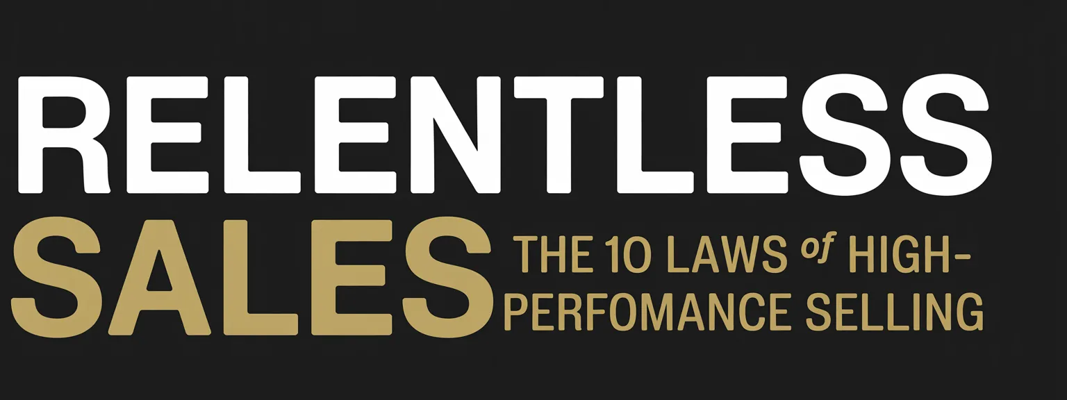 Banner graphic with white text: 'RELENTLESS SALES' and gold subtitle 'THE 10 LAWS OF HIGH-PERFORMANCE SELLING'